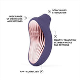 Experience the LELO Sona 3 - Cyber Purple, a handheld device with powerful vibrations, seamless mode transitions, app connectivity, and advanced SenSonic tech for ultimate sonic pleasure.